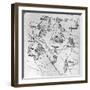 Map Showing the Location of the Battle of Koniggratz Between Prussian and Austrian Troops in 1866-null-Framed Giclee Print