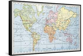 Map Showing the Principal World Trade Shipping Routes, 1912-null-Framed Stretched Canvas