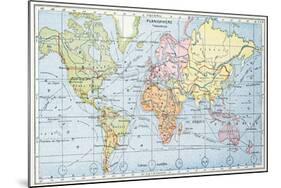 Map Showing the Principal World Trade Shipping Routes, 1912-null-Mounted Giclee Print
