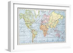 Map Showing the Principal World Trade Shipping Routes, 1912-null-Framed Giclee Print