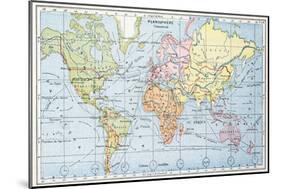 Map Showing the Principal World Trade Shipping Routes, 1912-null-Mounted Giclee Print