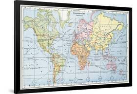 Map Showing the Principal World Trade Shipping Routes, 1912-null-Framed Giclee Print