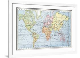 Map Showing the Principal World Trade Shipping Routes, 1912-null-Framed Giclee Print