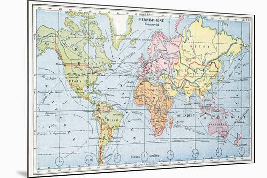 Map Showing the Principal World Trade Shipping Routes, 1912-null-Mounted Giclee Print