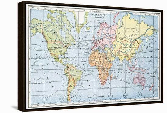 Map Showing the Principal World Trade Shipping Routes, 1912-null-Framed Stretched Canvas