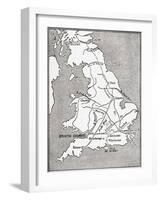 Map Showing the Roman Roads in Britain. Illustrated Easy Stories from English History-null-Framed Giclee Print