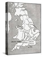Map Showing the Roman Roads in Britain. Illustrated Easy Stories from English History-null-Stretched Canvas