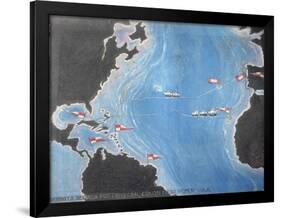 Map Showing the Route of Christopher Columbus on His First Voyage to the New World-Spanish-Framed Giclee Print