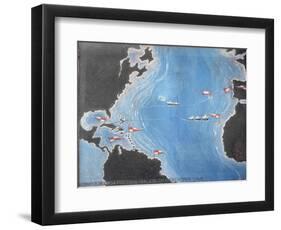 Map Showing the Route of Christopher Columbus on His First Voyage to the New World-Spanish-Framed Giclee Print