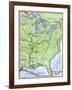 Map Showing the Route of la Salle's Explorations in North America, 17th Century-null-Framed Giclee Print