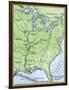 Map Showing the Route of la Salle's Explorations in North America, 17th Century-null-Framed Giclee Print