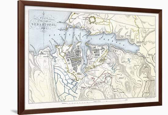 Map Showing the Siege of Sevastopol, Crimean War, 1854-1855-Robert Walker-Framed Giclee Print