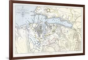 Map Showing the Siege of Sevastopol, Crimean War, 1854-1855-Robert Walker-Framed Giclee Print