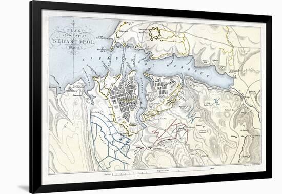 Map Showing the Siege of Sevastopol, Crimean War, 1854-1855-Robert Walker-Framed Giclee Print