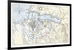 Map Showing the Siege of Sevastopol, Crimean War, 1854-1855-Robert Walker-Framed Giclee Print