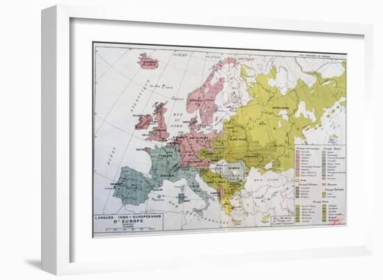 Map Showing the Spread of the Indo-European Languages in Europe-null-Framed Giclee Print