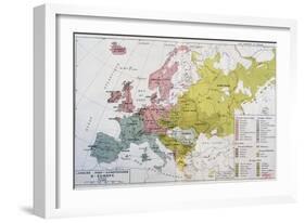 Map Showing the Spread of the Indo-European Languages in Europe-null-Framed Giclee Print