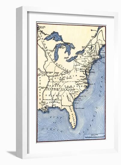 Map Showing the Thirteen Colonies Which Joined Together as the Original Thirteen States in 1776-null-Framed Giclee Print