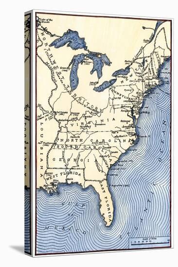 Map Showing the Thirteen Colonies Which Joined Together as the Original Thirteen States in 1776-null-Stretched Canvas