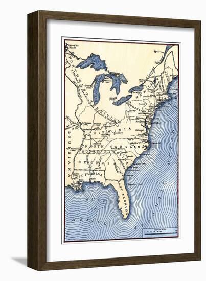 Map Showing the Thirteen Colonies Which Joined Together as the Original Thirteen States in 1776-null-Framed Giclee Print