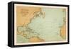 Map Showing the Travels of Columbus off the American Mainland-null-Framed Stretched Canvas