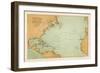 Map Showing the Travels of Columbus off the American Mainland-null-Framed Art Print