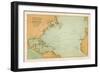 Map Showing the Travels of Columbus off the American Mainland-null-Framed Art Print