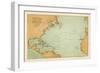 Map Showing the Travels of Columbus off the American Mainland-null-Framed Art Print