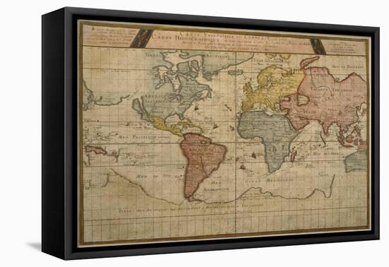 Map Showing the World Trade Shipping Routes, Cartography by Pierre Duval-null-Framed Stretched Canvas