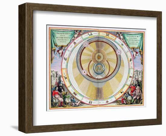 Map showing Tycho Brahe's system of planetary orbits, 1660-1661-Andreas Cellarius-Framed Giclee Print