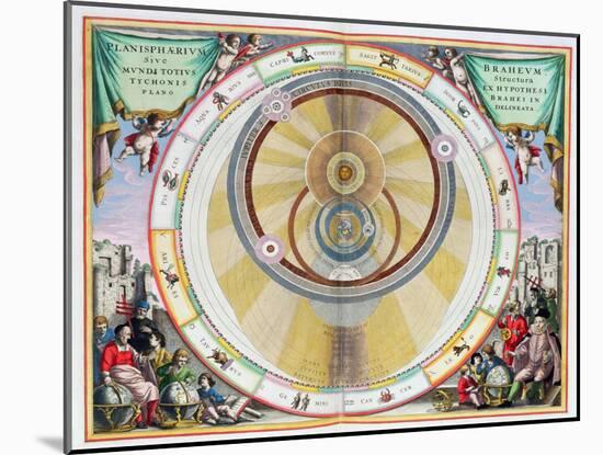 Map showing Tycho Brahe's system of planetary orbits, 1660-1661-Andreas Cellarius-Mounted Giclee Print