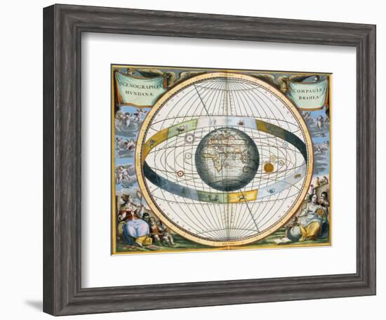 Map showing Tycho Brahe's system of planetary orbits around the Earth, 1660-1661-Andreas Cellarius-Framed Giclee Print