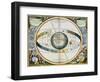 Map showing Tycho Brahe's system of planetary orbits around the Earth, 1660-1661-Andreas Cellarius-Framed Giclee Print