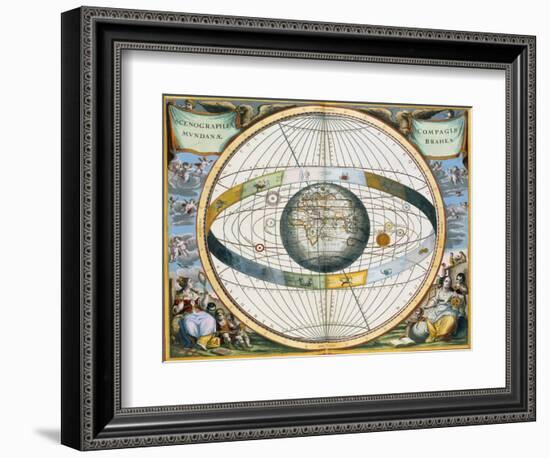 Map showing Tycho Brahe's system of planetary orbits around the Earth, 1660-1661-Andreas Cellarius-Framed Giclee Print