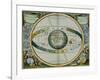 Map Showing Tycho Brahe's System of Planetary Orbits Around the Earth-Andreas Cellarius-Framed Giclee Print