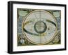 Map Showing Tycho Brahe's System of Planetary Orbits Around the Earth-Andreas Cellarius-Framed Giclee Print