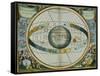 Map Showing Tycho Brahe's System of Planetary Orbits Around the Earth-Andreas Cellarius-Framed Stretched Canvas