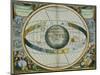 Map Showing Tycho Brahe's System of Planetary Orbits Around the Earth-Andreas Cellarius-Mounted Giclee Print