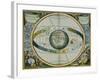 Map Showing Tycho Brahe's System of Planetary Orbits Around the Earth-Andreas Cellarius-Framed Giclee Print