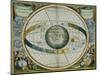 Map Showing Tycho Brahe's System of Planetary Orbits Around the Earth-Andreas Cellarius-Mounted Giclee Print