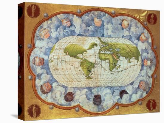 Map Tracing Magellan's World Voyage, Once Owned by Charles V, 1545-Battista Agnese-Stretched Canvas