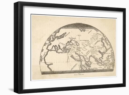 Map Tracing the Journeys Made by Marco Polo-null-Framed Art Print