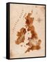 Map United Kingdom and Scotland Retro-anna42f-Framed Stretched Canvas