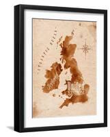 Map United Kingdom and Scotland Retro-anna42f-Framed Art Print