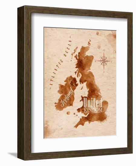 Map United Kingdom and Scotland Retro-anna42f-Framed Art Print