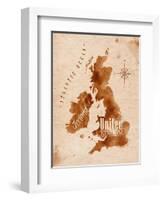 Map United Kingdom and Scotland Retro-anna42f-Framed Art Print