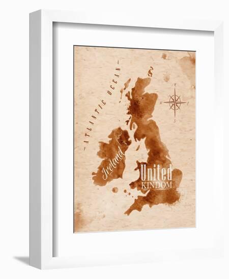 Map United Kingdom and Scotland Retro-anna42f-Framed Art Print