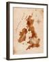 Map United Kingdom and Scotland Retro-anna42f-Framed Art Print