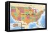 Map - USA-Trends International-Framed Stretched Canvas