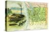 Map View of the State with a Lumbering Scene - Washington-Lantern Press-Stretched Canvas